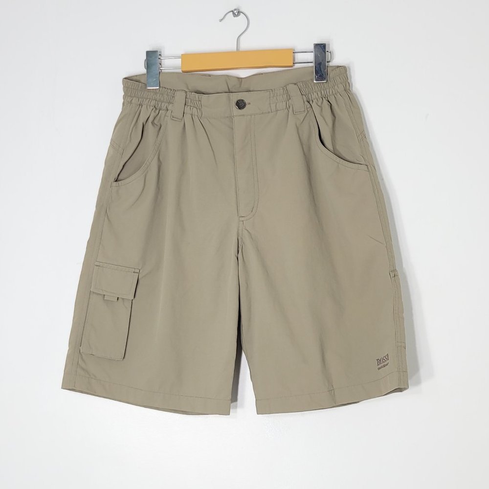 Vittorio Rossi Mens Tan Outdoor Elastic Waist Cargo Hiking Short Pockets Size 48